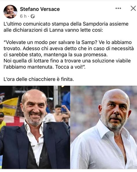 Cessione Sampdoria, Stefano Versace: le chiacchiere sono finite.